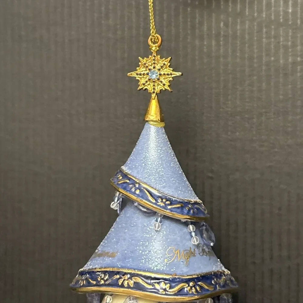 Thomas Kinkade Classic Ornaments, Decorated Christmas Tree, Bells, Night Before
